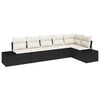 vidaXL Ensemble de canap&eacute; de jardin 6 pc Noir et Cr&egrave;me polyrotin
