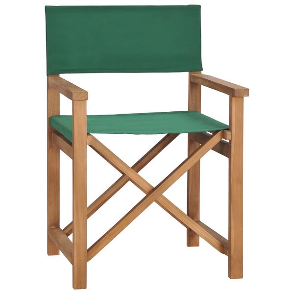 vidaXL Chaises de metteur en sc&egrave;ne lot de 2 Bois de teck massif Vert