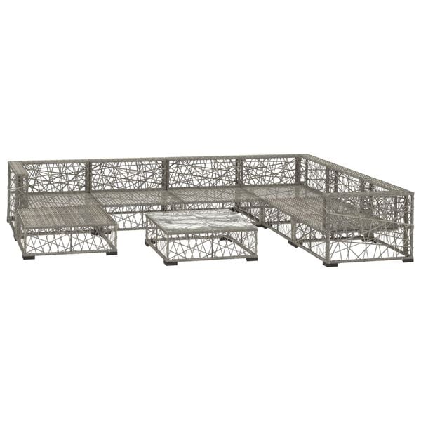vidaXL Salon de jardin 8 pcs avec coussins r&eacute;sine tress&eacute;e gris
