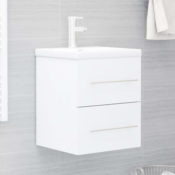 vidaXL Armoire d'évier avec lavabo intégré Blanc Aggloméré