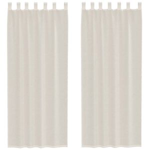 vidaXL Rideaux en voile avec passants 2 pcs cr&egrave;me