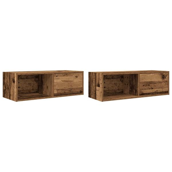 vidaXL Meubles TV 2 pcs vieux bois 80x31x25,5 cm bois d'ingénierie