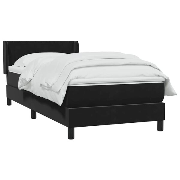 vidaXL Sommier &agrave; lattes de lit avec matelas noir 80x210 cm velours