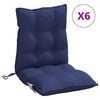 vidaXL Coussins de chaise &agrave; dossier bas lot de 6 bleu marine
