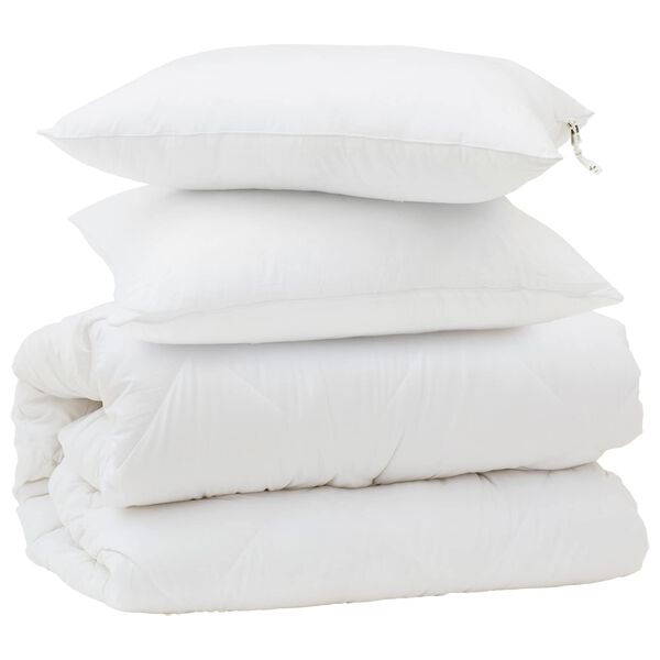 vidaXL Ensemble de Duvet 3 pcs Blanc Microfibre et Plumes D'oie