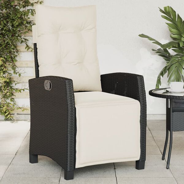 vidaXL Chaise inclinable de jardin et repose-pied noir r&eacute;sine tress&eacute;e