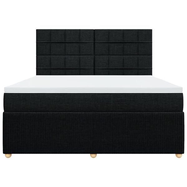 vidaXL Sommier &agrave; lattes de lit avec matelas Noir 180x200 cm Tissu