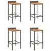 vidaXL Tabourets de bar lot de 4 gris r&eacute;sine tress&eacute;e et bois d'acacia