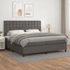 vidaXL Sommier &agrave; lattes de lit avec matelas Gris 200x200 cm Similicuir