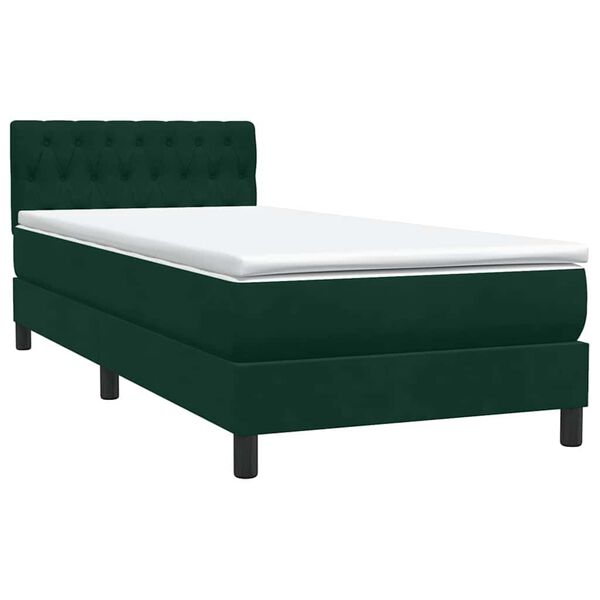 vidaXL Sommier &agrave; lattes de lit et matelas vert fonc&eacute; 80x210 cm velours