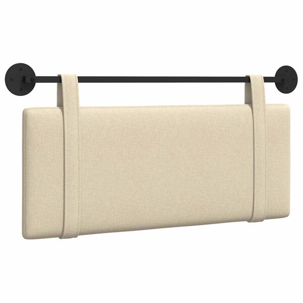 vidaXL T&ecirc;te de lit suspendue Montage mural Cr&egrave;me 110 x 55 x 5 cm tissu