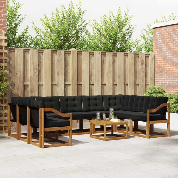 vidaXL Ensemble de canap&eacute;s d'ext&eacute;rieur 10 pcs Naturel et Noir