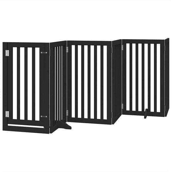 vidaXL Barri&egrave;re pour chien porte pliable 15panneaux noir bois peuplier