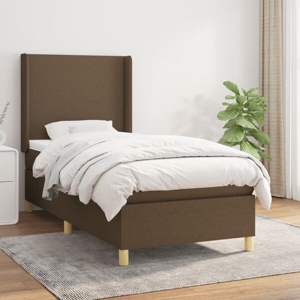vidaXL Sommier &agrave; lattes de lit avec matelas Marron fonc&eacute; 90x190 cm