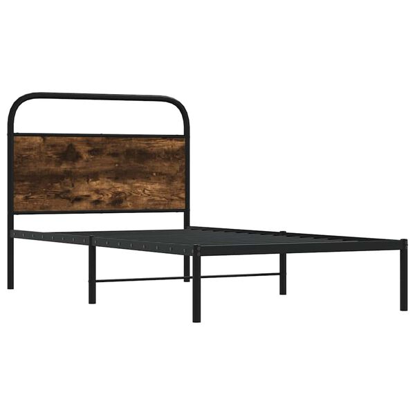 vidaXL Cadre de lit sans matelas 100x200 cm chêne fumé bois ingénierie