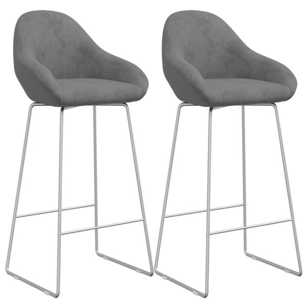 vidaXL Tabourets de bar lot de 2 gris clair velours