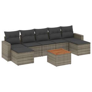 vidaXL Salon de jardin 8 pcs avec coussins gris r&eacute;sine tress&eacute;e