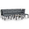 vidaXL Salon de jardin 7 pcs noir et gris r&eacute;sine tress&eacute;e