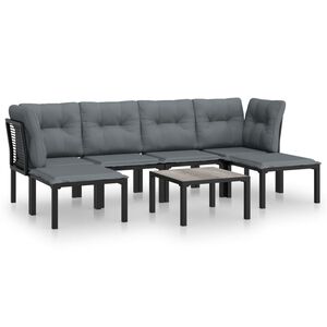vidaXL Salon de jardin 7 pcs noir et gris r&eacute;sine tress&eacute;e