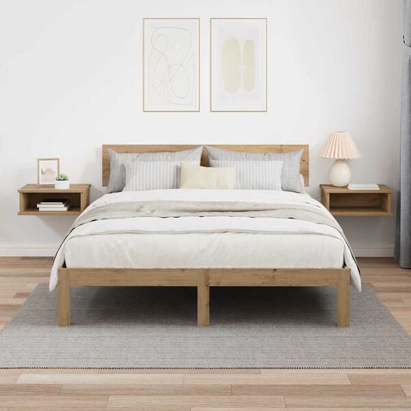 vidaXL Table de chevet 2 pcs Ch&ecirc;ne artisanal 40 x 31 x 15 cm