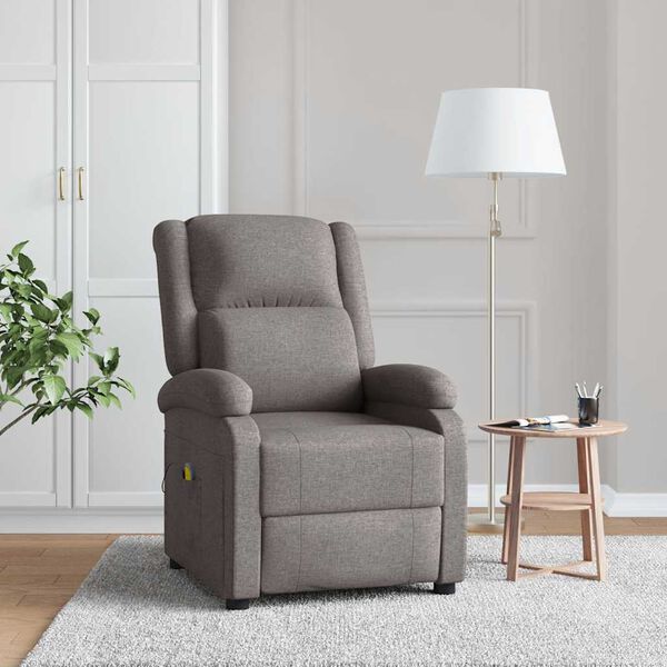 vidaXL Fauteuil de massage Taupe Tissu