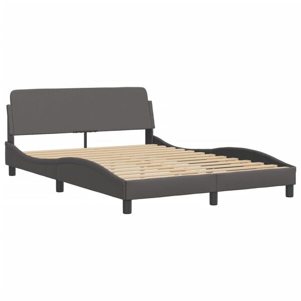 vidaXL Lit avec matelas Hvar gris 140x200 cm similicuir