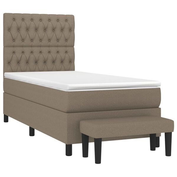 vidaXL Sommier &agrave; lattes de lit avec matelas Taupe 90x190 cm Tissu