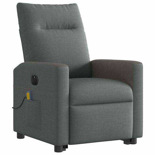 vidaXL Fauteuil inclinable de massage &eacute;lectrique Gris fonc&eacute; Tissu