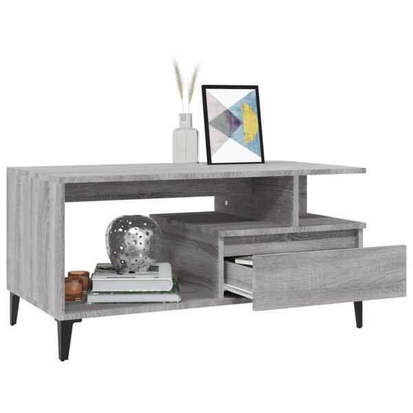vidaXL Table basse Sonoma gris 90x49x45 cm Bois d'ing&eacute;nierie