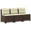 vidaXL Canap&eacute; de jardin 3 places avec coussins look rattan PP Marron