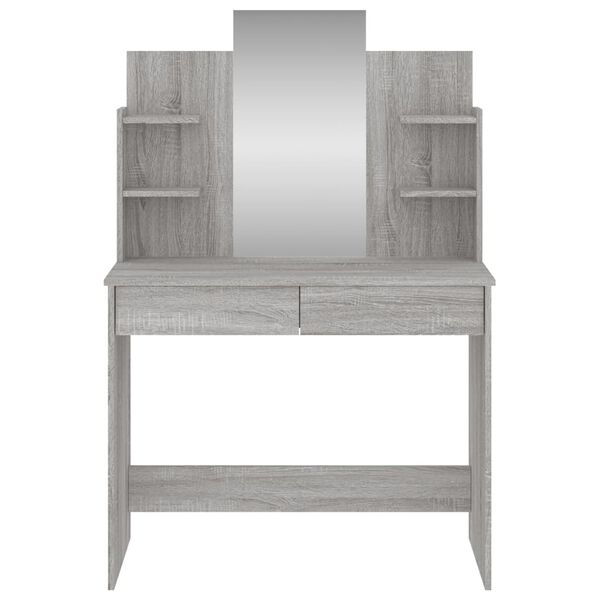 vidaXL Coiffeuse avec miroir sonoma gris 96x39x142 cm