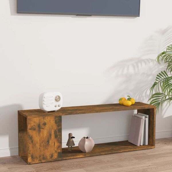 vidaXL Meuble TV Ch&ecirc;ne fum&eacute; 100x24x32 cm Bois d'ing&eacute;nierie