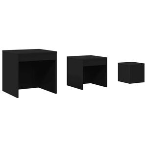 vidaXL Tables gigognes 3 pcs Noir Agglom&eacute;r&eacute;