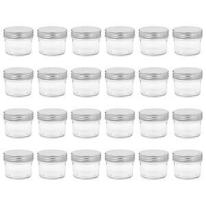 vidaXL 24 pcs Pots &agrave; confiture avec couvercles argent&eacute;s Verre 110 ml