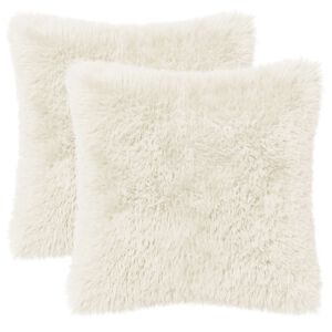 vidaXL Housse de coussin 2 pcs HEERLEN Blanc 30 x 30 cm Fleece PV