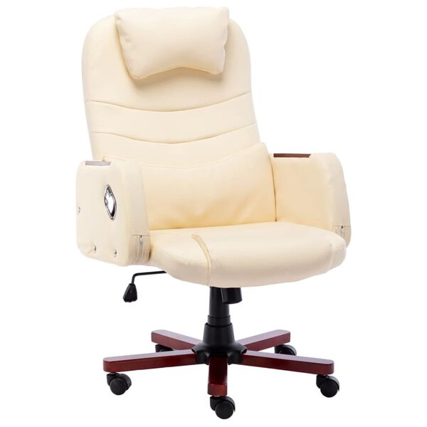 vidaXL Chaise de bureau Cr&egrave;me Similicuir