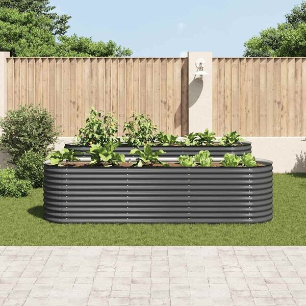 vidaXL Lit surélevé de jardin 320x80x81 cm Acier galvanisé Gris