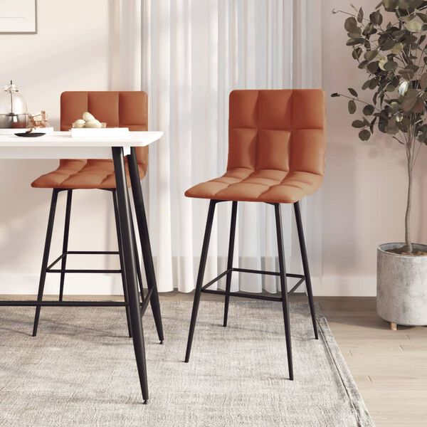 vidaXL Tabourets de bar lot de 2 marron clair similicuir