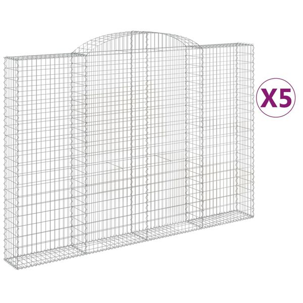 vidaXL Paniers à gabions arqués 5 pcs 300x30x200/220 cm fer galvanisé