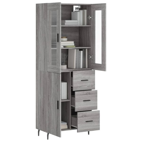 vidaXL Buffet haut Sonoma gris 69,5x34x180 cm Bois d'ingénierie