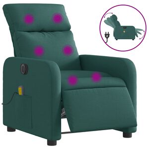 vidaXL Fauteuil de massage inclinable &eacute;lectrique Vert fonc&eacute; Tissu