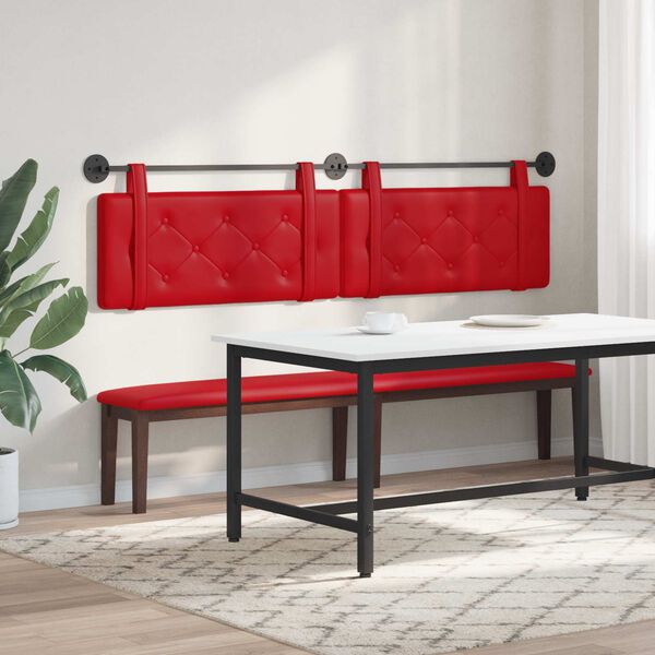 vidaXL T&ecirc;te de lit suspendue Rouge 210 x 55 x 5 cm Simili cuir