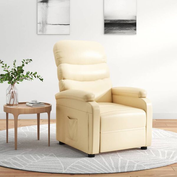 vidaXL Fauteuil inclinable Cr&egrave;me Similicuir
