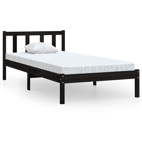 vidaXL Cadre de lit sans matelas noir bois massif 100x200 cm