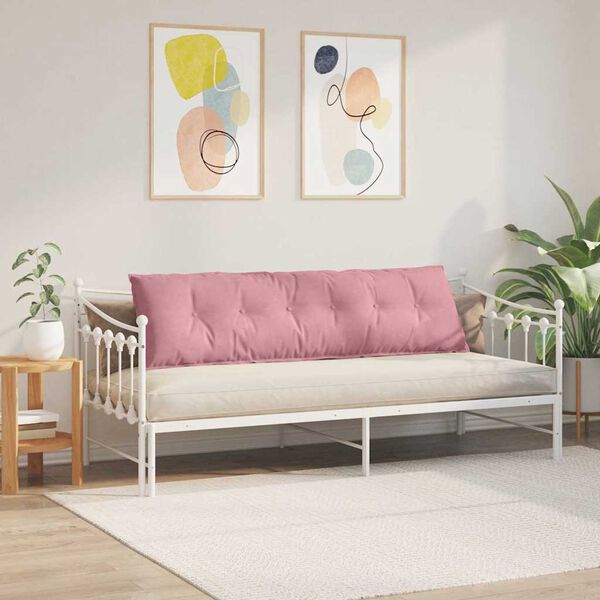 vidaXL Coussin de Dos Rose 180 x 50 cm Tissu en velours c&ocirc;tel&eacute;