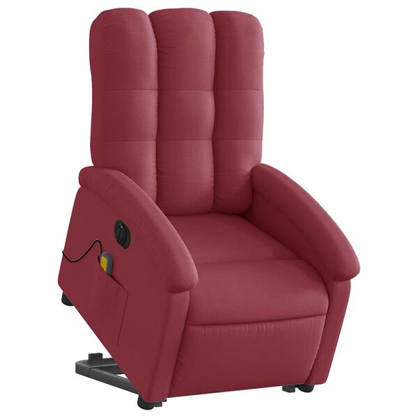 vidaXL Fauteuil inclinable de massage &eacute;lectrique Rouge bordeaux Tissu