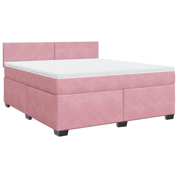 vidaXL Sommier &agrave; lattes de lit avec matelas Rose 180x200 cm Velours