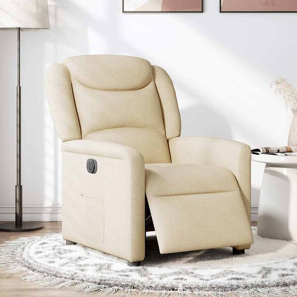 vidaXL Fauteuil inclinable &eacute;lectrique Cr&egrave;me Tissu