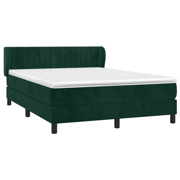 vidaXL Sommier &agrave; lattes de lit et matelas Vert fonc&eacute; 140x190cm Velours