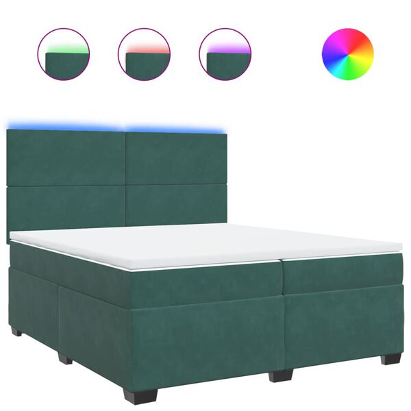 vidaXL Sommier &agrave; lattes de lit et matelas Vert fonc&eacute; 200x200cm Velours